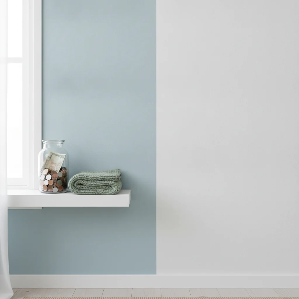 Emergency fund jar on a white shelf